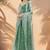 bottle green sequins thread work sequins border organza saree with unstiched blouse piece