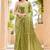 olive green sequins thread work sequins border organza saree with unstiched blouse piece