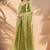 olive green sequins thread work sequins border organza saree with unstiched blouse piece
