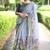 grey abstract print zari border cotton blend saree with unstiched blouse piece