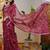 pink paisley kalamkari print zari border cotton blend saree with unstiched blouse piece