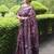 purple floral print zari border cotton blend saree with unstiched blouse piece