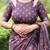 purple floral print zari border cotton blend saree with unstiched blouse piece