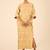 Beige all over thread embroidered cotton linen blend  straight fit longline kurta