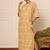Beige all over thread embroidered cotton linen blend  straight fit longline kurta