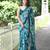 turquoise floral print chiffon saree with unstiched blouse piece
