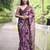 wine floral print chiffon saree with unstiched blouse piece