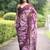 wine floral print chiffon saree with unstiched blouse piece