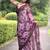 wine floral print chiffon saree with unstiched blouse piece