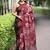 maroon floral print chiffon saree with unstiched blouse piece