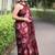 maroon floral print chiffon saree with unstiched blouse piece