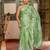 green stone embroidery lace border organza saree with unstiched blouse piece