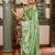 green stone embroidery lace border organza saree with unstiched blouse piece
