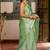 green stone embroidery lace border organza saree with unstiched blouse piece