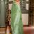 green stone embroidery lace border organza saree with unstiched blouse piece