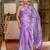 purple stone embroidery lace border organza saree with unstiched blouse piece