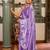 purple stone embroidery lace border organza saree with unstiched blouse piece