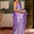purple stone embroidery lace border organza saree with unstiched blouse piece