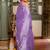 purple stone embroidery lace border organza saree with unstiched blouse piece