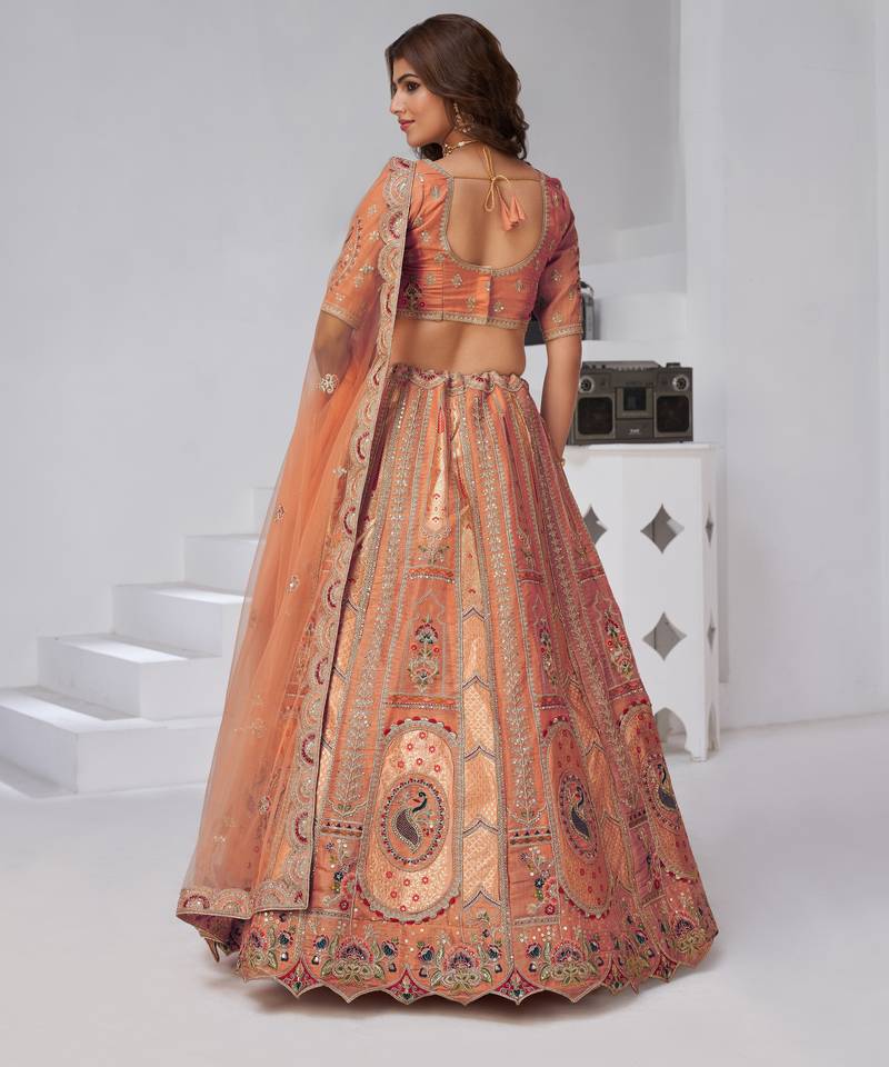 Grace in Rust – Elegant Lehenga with Golden Detailing