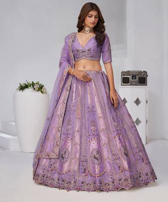 Regal Purple: Raw Silk Lehenga 1