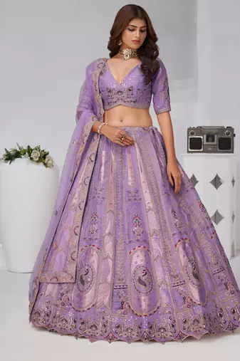 Regal Purple: Raw Silk Lehenga