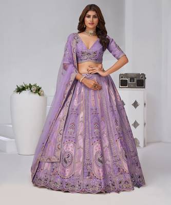 Regal Purple: Raw Silk Lehenga 2