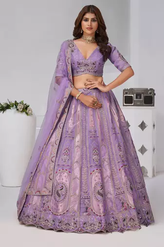 Regal Purple: Raw Silk Lehenga