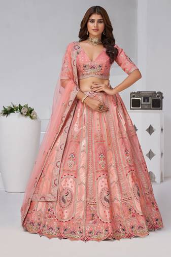 Pink Perfection: Raw Silk Bridal Lehenga
