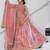 Designer Pink Raw Silk Lehenga with Peacock Feather Work