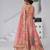 Designer Pink Raw Silk Lehenga with Peacock Feather Work