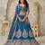Teal Blue Elegant wedding lehenga with zariwork