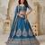 Teal Blue Elegant wedding lehenga with zariwork