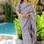 lavender geometric print zari woven border silk blend saree with unstiched blouse piece