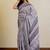lavender geometric print zari woven border silk blend saree with unstiched blouse piece
