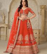Trendy Rust Wedding Lehenga with Elephant Motifs