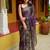 purple floral foil print lace border chiffon saree with unstiched blouse piece