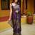 purple floral foil print lace border chiffon saree with unstiched blouse piece