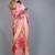 peach pink floral print zari border chiffon saree with unstiched blouse piece