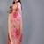 peach pink floral print zari border chiffon saree with unstiched blouse piece
