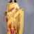 yellow floral print zari border chiffon saree with unstiched blouse piece