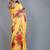 yellow floral print zari border chiffon saree with unstiched blouse piece
