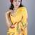 yellow floral print zari border chiffon saree with unstiched blouse piece