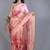 peach pink floral print zari border chiffon saree with unstiched blouse piece