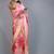 peach pink floral print zari border chiffon saree with unstiched blouse piece