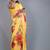 yellow floral print zari border chiffon saree with unstiched blouse piece