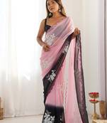 rich georgette art silk saree with beautiful multi-tone embroidery work – supreme quality with banglori art silk blouse