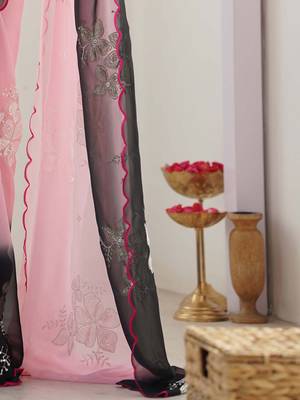 rich georgette art silk saree with beautiful multi-tone embroidery work supreme quality with banglori art silk blouse 5