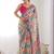 designer georgette art silk saree with mirror work border & multi-tone print | party wear & festive saree for women
