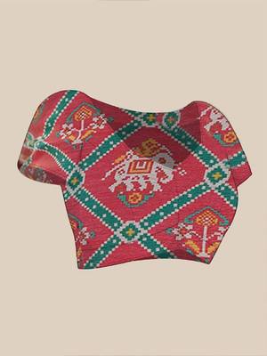 designer georgette art silk saree with mirror work border & multi-tone print | party wear & festive saree for women 5